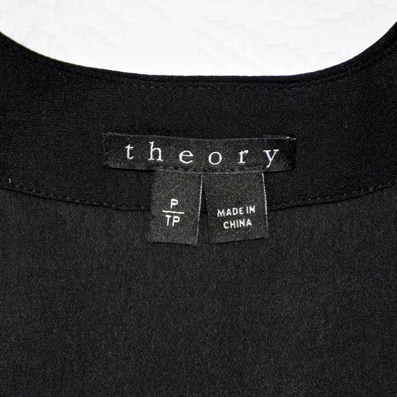 Theory Corbette Black 100% Silk Blouse Size P - Picture 13 of 16